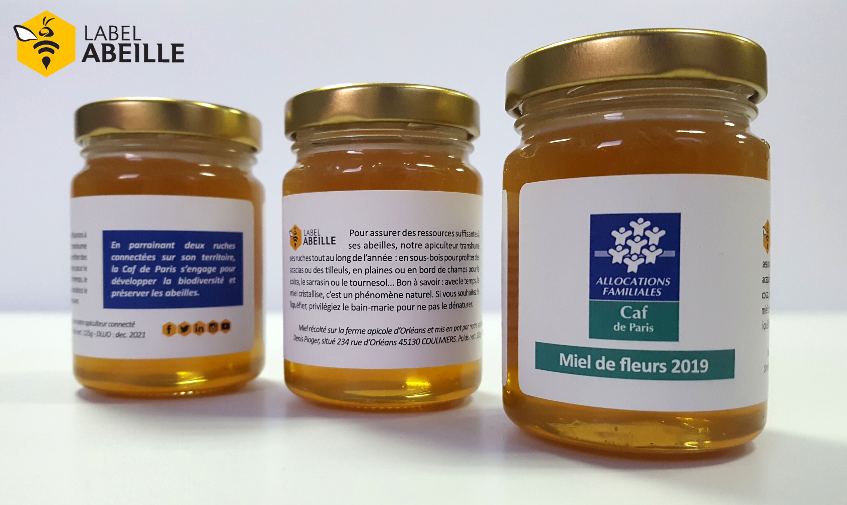 LABEL ABEILLE - pots de miel connecté CAF de Paris