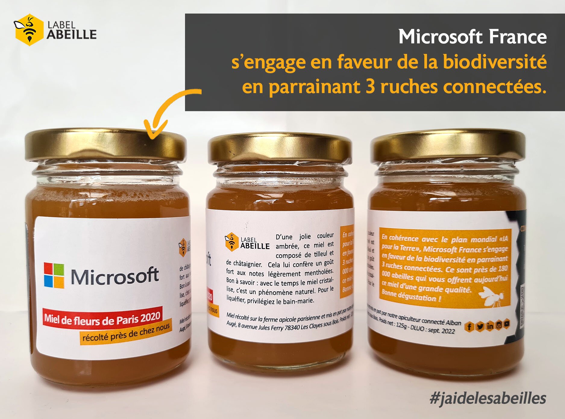 LABEL ABEILLE - récolte de miel 2020 pour Microsoft France