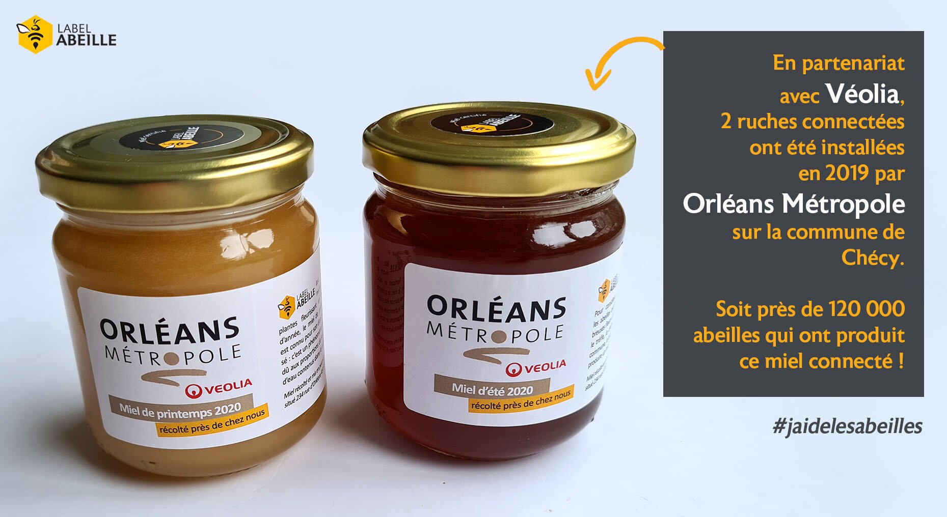 LABEL ABEILLE - récolte de miel connecté de Orléans Métropole et Véolia